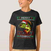 Merry Fishmas B Fish Fishing Christmas Ugly Xmas  T-shirt (Voorkant)