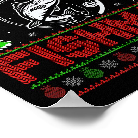 Merry Fishmas B Fish Fishing Ugly Christmas Sweate Poster (Hoek)