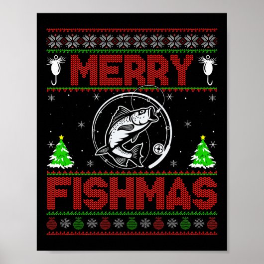 Merry Fishmas B Fish Fishing Ugly Christmas Sweate Poster (Voorkant)