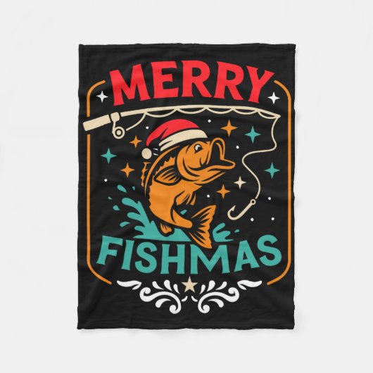 Merry Fishmas B Fish Kerst Lelijke Trui Xmas F Fleece Deken (Voorkant)