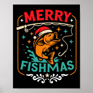 Merry Fishmas B Fish Kerst Lelijke Trui Xmas F Poster