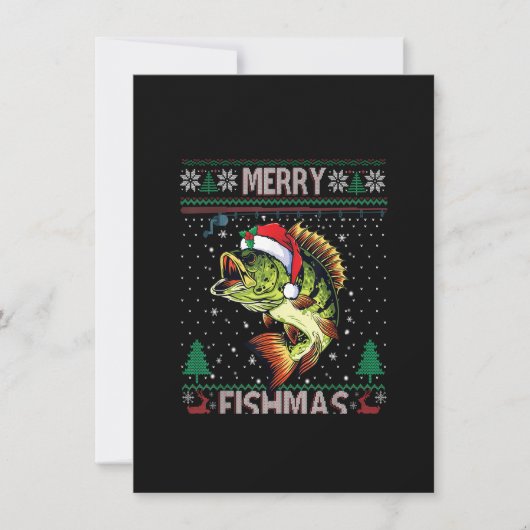 Merry Fishmas Bass Fish Vist Kerstmis Ugly Swe Kaart (Voorkant)