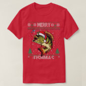 Merry Fishmas Bass Fish Vist Kerstmis Ugly Swe T-shirt (Design voorkant)