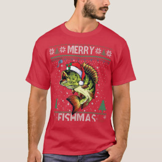 Merry Fishmas Bass Fish Vist Kerstmis Ugly Swe T-shirt