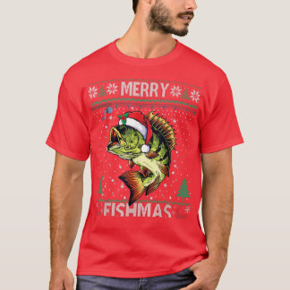 Merry Fishmas Bass Fish Vist Kerstmis Ugly Swe T-shirt