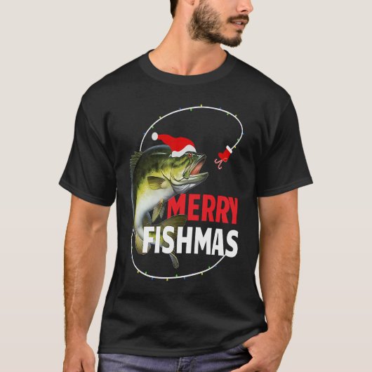 Merry Fishmas Bass Fishing Fishermen T-shirt (Voorkant)