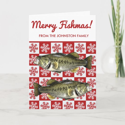 Merry Fishmas Bass Vist Snowflake Holiday Kaart (Voorkant)