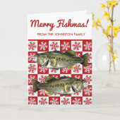 Merry Fishmas Bass Vist Snowflake Holiday Kaart (Gele Bloem)