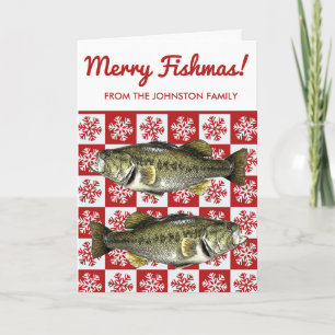 Merry Fishmas Bass Vist Snowflake Holiday Kaart