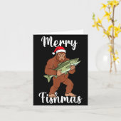Merry Fishmas Bigfoot Fishing Funny Sasquatch Sant Kaart (Gele Bloem)