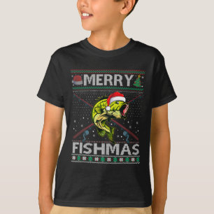 Merry Fishmas Byb Fish Vist kerst lelijk zweet T-shirt