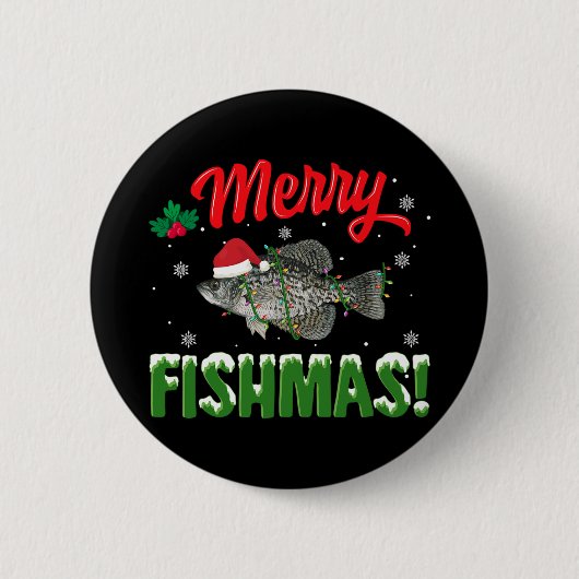 Merry Fishmas Christmas Fish lover Ronde Button 5,7 Cm (Voorkant)