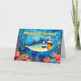 Merry Fishmas Christmas Fish Waterverf Kaart