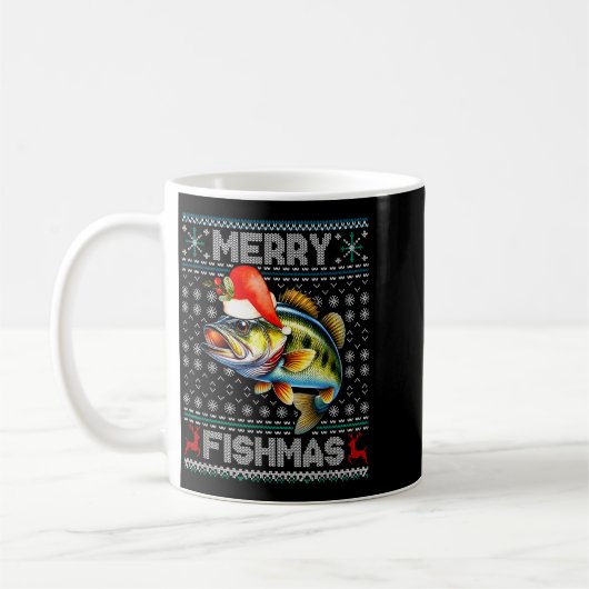 Merry Fishmas Christmas Holiday Santa Fishing Xmas Koffiemok (Links)