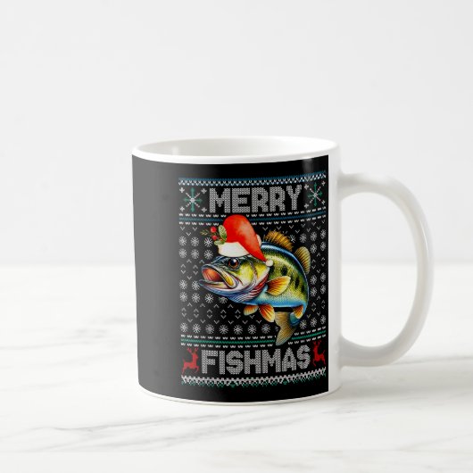 Merry Fishmas Christmas Holiday Santa Fishing Xmas Koffiemok (Rechts)