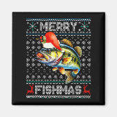 Merry Fishmas Christmas Holiday Santa Fishing Xmas Magneet (Voorkant)