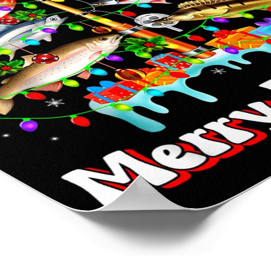 Merry Fishmas Christmas Tree Funny Fish Fishing Fi Poster (Hoek)