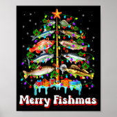 Merry Fishmas Christmas Tree Funny Fish Fishing Fi Poster (Voorkant)