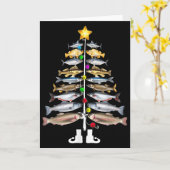 Merry Fishmas Christmas Tree Funny Fishing  Kaart (Gele Bloem)