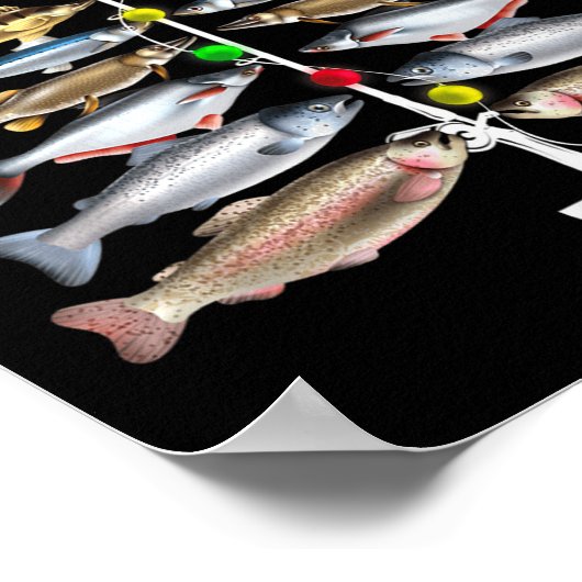 Merry Fishmas Christmas Tree Funny Fishing  Poster (Hoek)