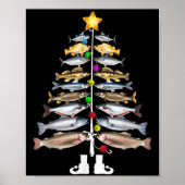 Merry Fishmas Christmas Tree Funny Fishing  Poster (Voorkant)