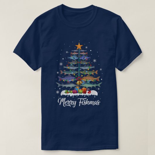 Merry Fishmas Christmas Tree Xmas Pajama  T-shirt (Design voorkant)