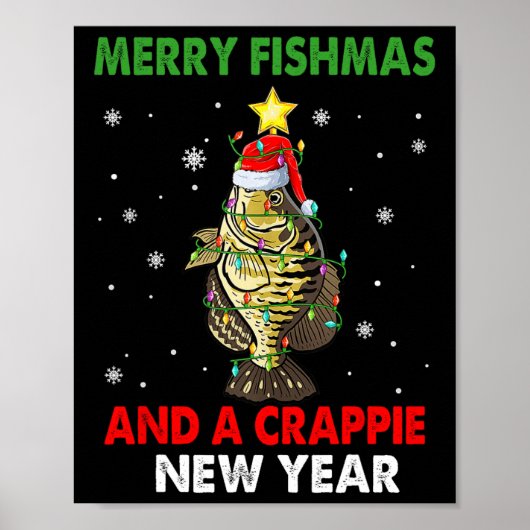 Merry Fishmas en een nieuwjaarsdag Vist grappighei Poster (Voorkant)