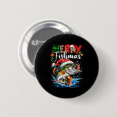 Merry Fishmas Fish Fishing Merry Xmas Christmas Me Ronde Button 5,7 Cm (Voorkant /achterkant)