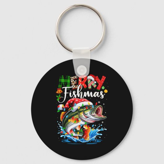 Merry Fishmas Fish Fishing Merry Xmas Christmas Me Sleutelhanger (Voorkant)