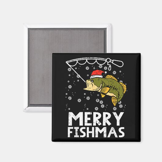 Merry Fishmas Fish Fishing Xmas Christmas Dad Men  Magneet (Voorkant / Achterkant)