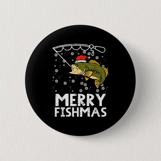 Merry Fishmas Fish Fishing Xmas Christmas Dad Men  Ronde Button 5,7 Cm (Voorkant)