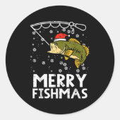 Merry Fishmas Fish Fishing Xmas Christmas Dad Men  Ronde Sticker (Voorkant)
