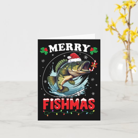 Merry Fishmas Fish Funny Vist Kerst Pap Mannen Kaart (Gele Bloem)