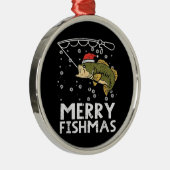 Merry Fishmas Fish Vist Xmas Metalen Ornament (Rechts)