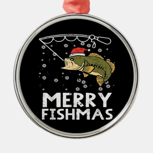 Merry Fishmas Fish Vist Xmas Metalen Ornament (Voorkant)