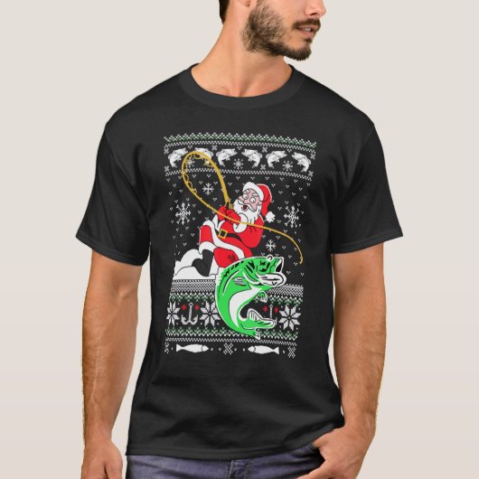 Merry Fishmas Fisherman Santa Ugly Christmas Costu T-shirt (Voorkant)