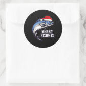 Merry Fishmas Fishing Fishermen Christmas Gift Ronde Sticker (Tas)