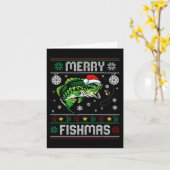 Merry Fishmas Fun Fish Vist Visser Lelijk Chri Kaart (Gele Bloem)