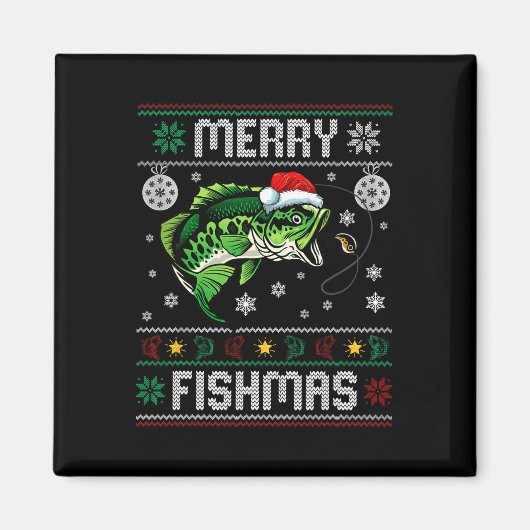 Merry Fishmas Fun Fish Vist Visser Lelijk Chri Magneet (Voorkant)