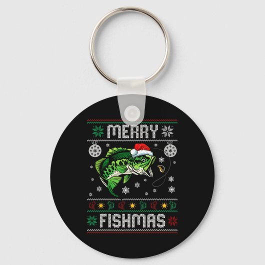 Merry Fishmas Fun Fish Vist Visser Lelijk Chri Sleutelhanger (Voorkant)