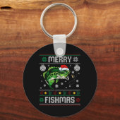 Merry Fishmas Fun Fish Vist Visser Lelijk Chri Sleutelhanger (Voorkant)