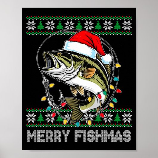 Merry Fishmas Funny B Fishing Christmas For Women  Poster (Voorkant)