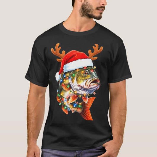 Merry Fishmas Funny B Fishing Christmas Santa Hat  T-shirt (Voorkant)