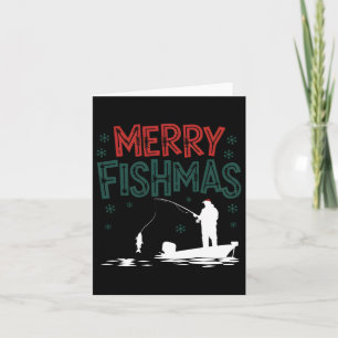 Merry Fishmas Funny Christmas Fisherman Holiday Fi Kaart