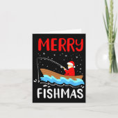 Merry Fishmas Funny Christmas Santa Claus Gevist Kaart (Voorkant)