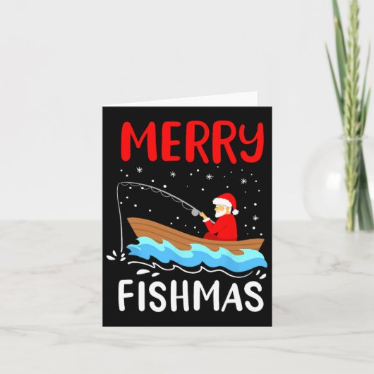 Merry Fishmas Funny Christmas Santa Claus Gevist Kaart (Voorkant)