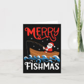 Merry Fishmas Funny Christmas Santa Claus Gevist Kaart (Voorkant)