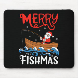 Merry Fishmas Funny Christmas Santa Claus Gevist Muismat