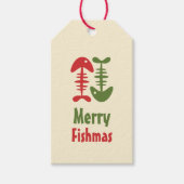 Merry Fishmas Funny Cute Retro kerstvisbonen Cadeaulabel (Voorkant)