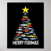 Merry Fishmas Funny Fish Kerstmis Vist kerstmis Poster (Voorkant)